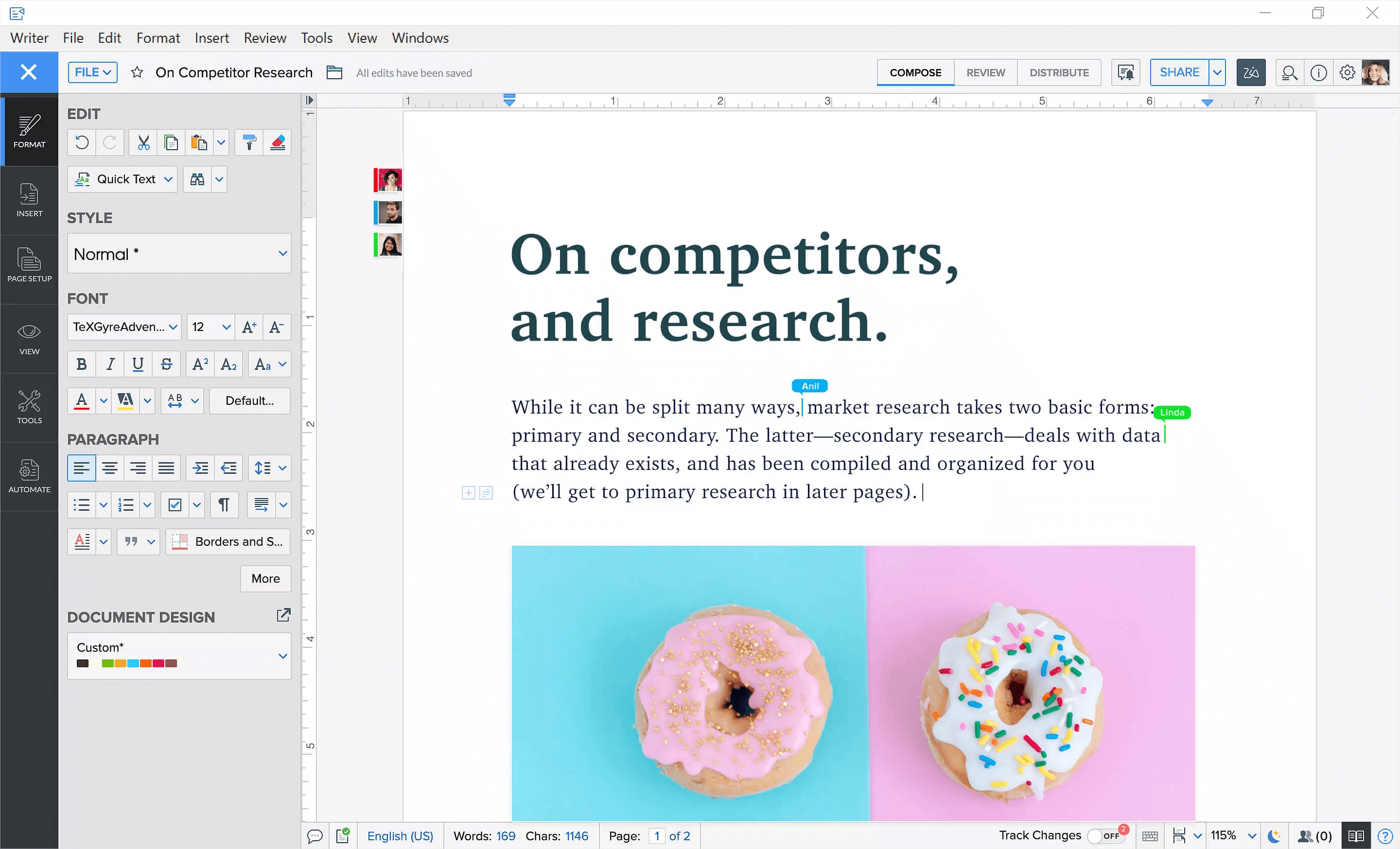 Put your thoughts into words, share documents with your team conveniently using Zoho Writer